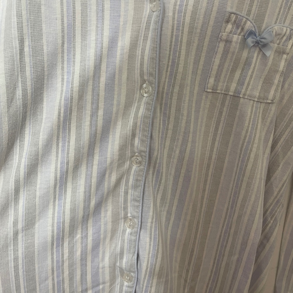 Laura Ashley Pajama Set Women's Size L Striped Button Top Pants Lounge Sleepwear - Picture 4 of 9